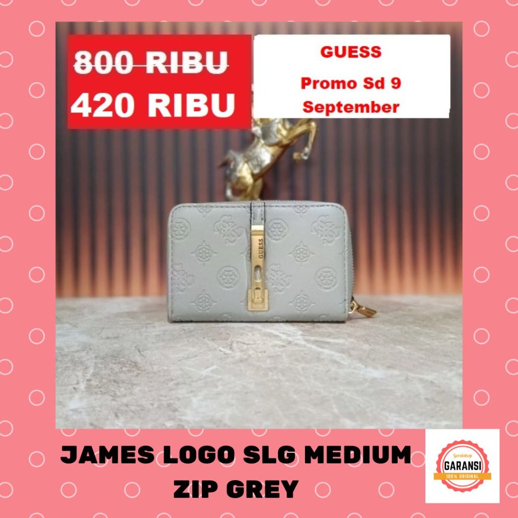 Dompet Guess wanita SALE wallet seri JAMES LOGO SLG MEDIUM ZIP 100% original store