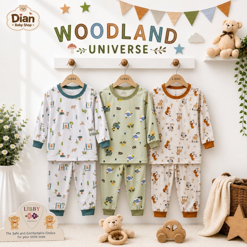 3Pcs || Setelan LIBBY Baby (( PANJANG )) Size 2L.XL.XXL Usia 18bulan - 5tahun | Pakaian Anak SNI.
