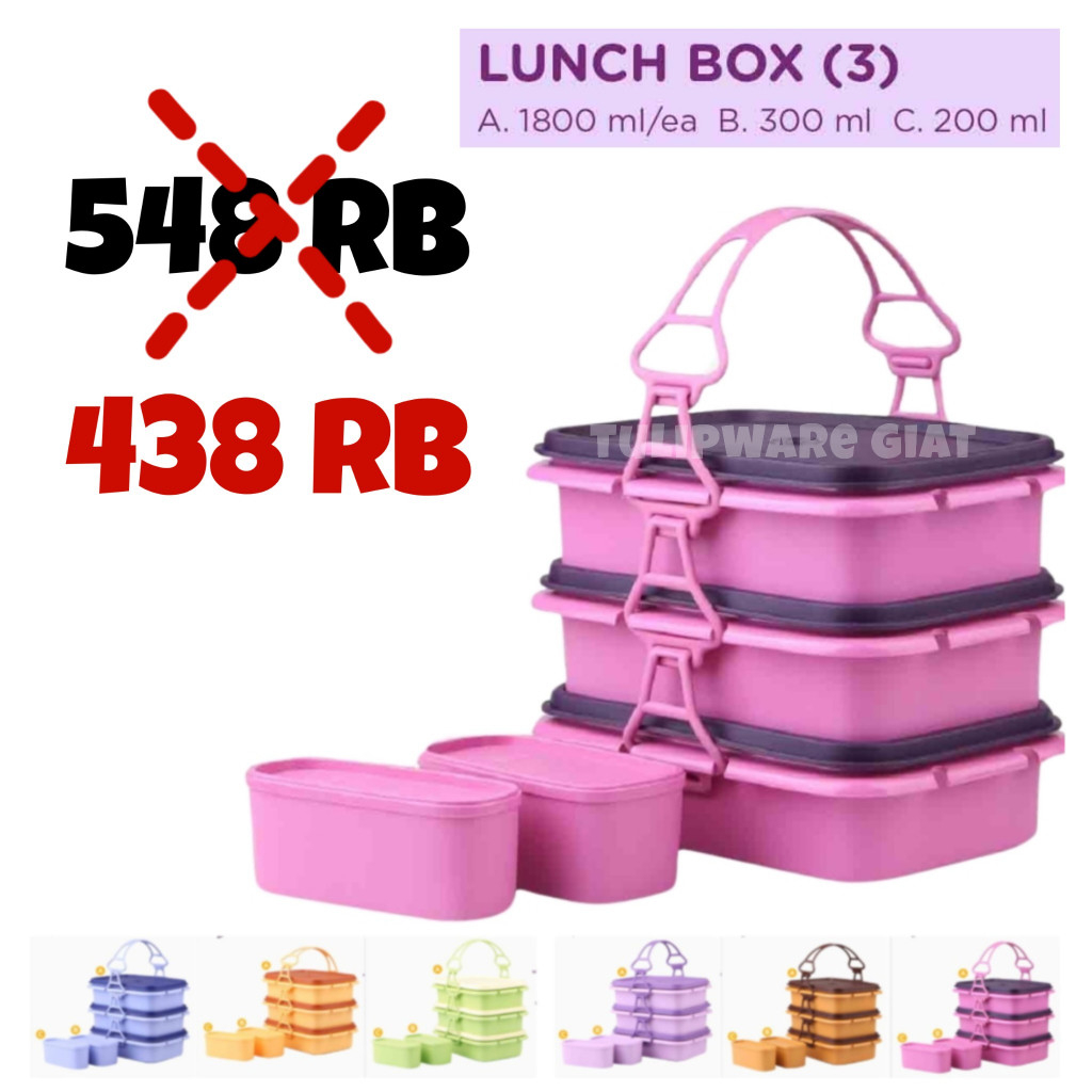 Twin Tulipware LUNCH BOX RANTANG 3 SUSUN Bisa Untuk Mengukus Tulipware Kita