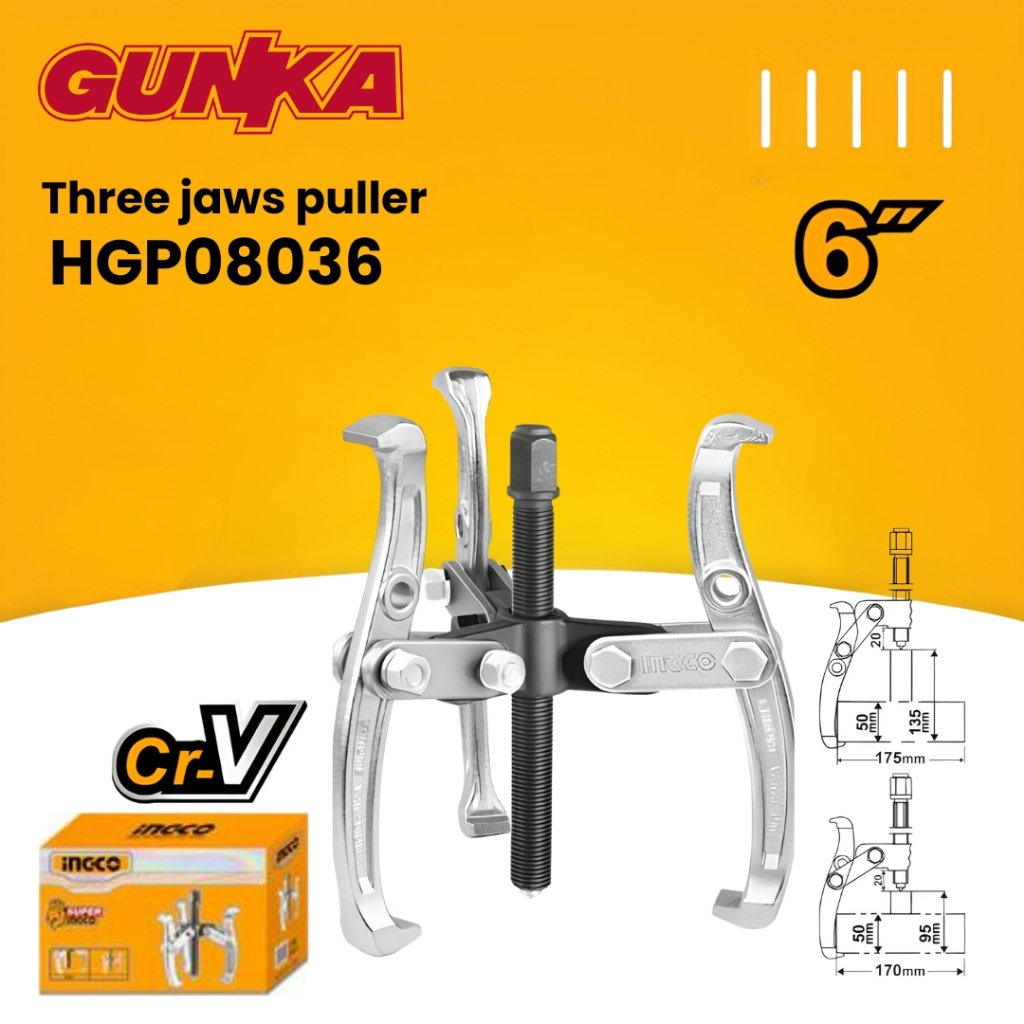 Three Jaws Puller (6") HGP08036 Traker Katrol Tarik 3 Cakar Montir Motor Menarik Tarik Baut Bearing 