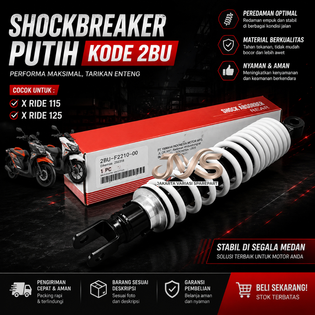 SHOCKBREAKER PUTIH KODE 2BU, SHOCKBREAKER PUTIH XRIDE 155, SHOCKBREAKER PUTIH XRIDE 125