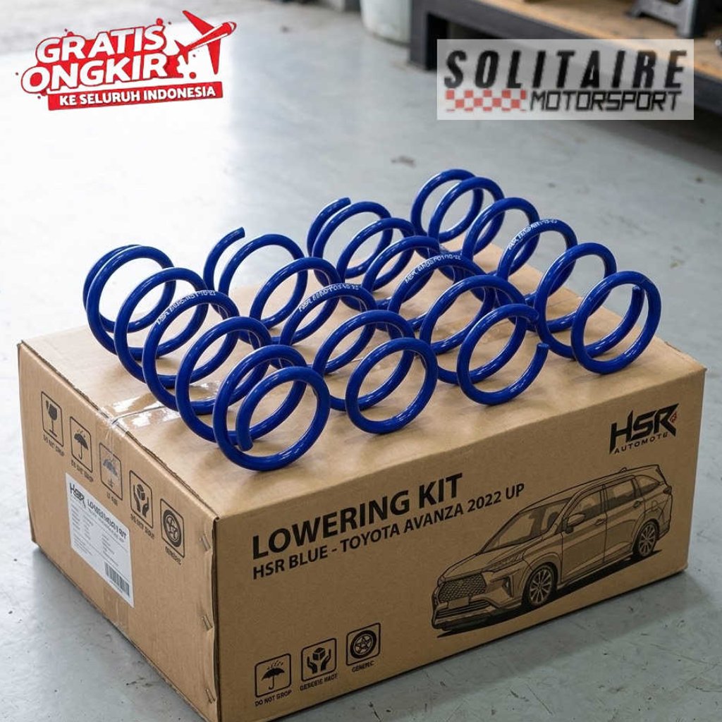 PER RACING / LOWERING KIT HSR BLUE FRONT REAR TOYOTA AVANZA 2022 UP ( GRATIS PEMASANGAN )