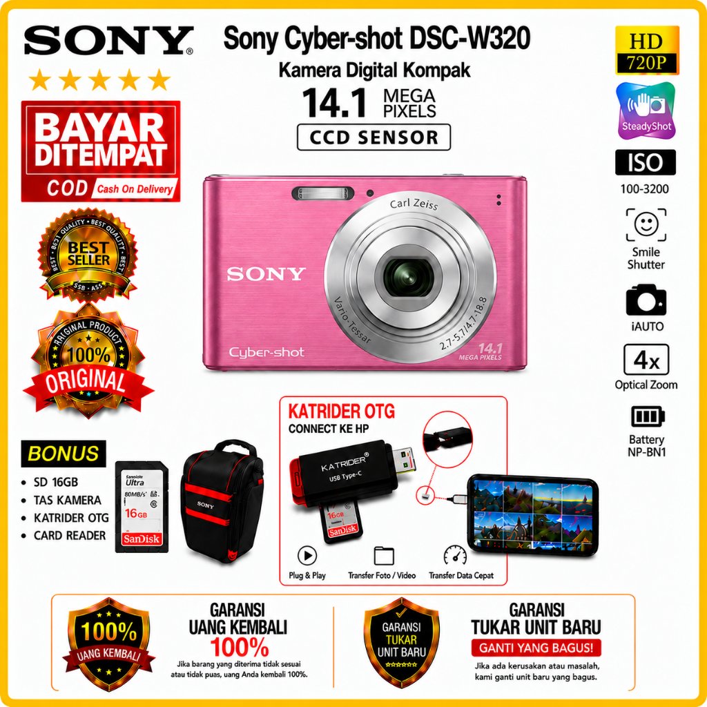 sony dsc-w320 cybershoot pink