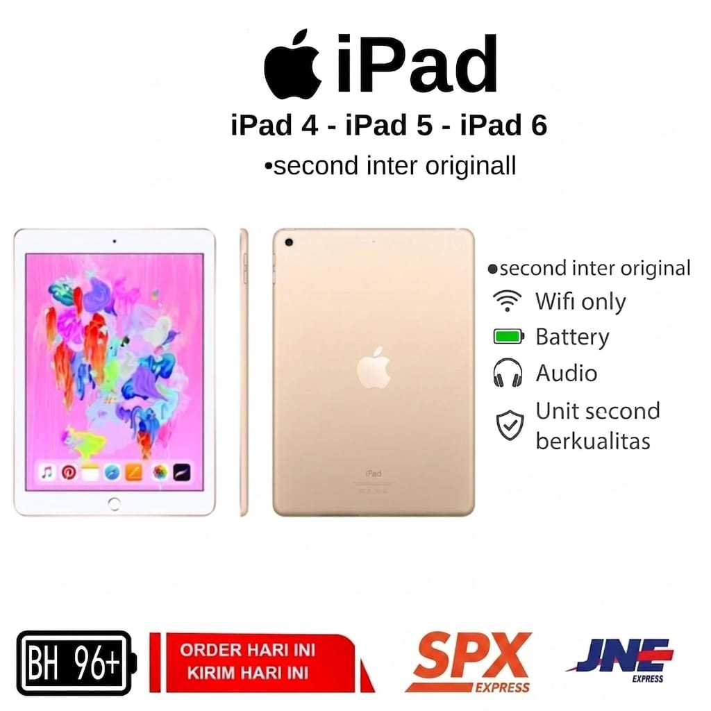 APPLE IPAD 4 IPAD 5 IPAD 6 wifi only second original batrai 100% ori