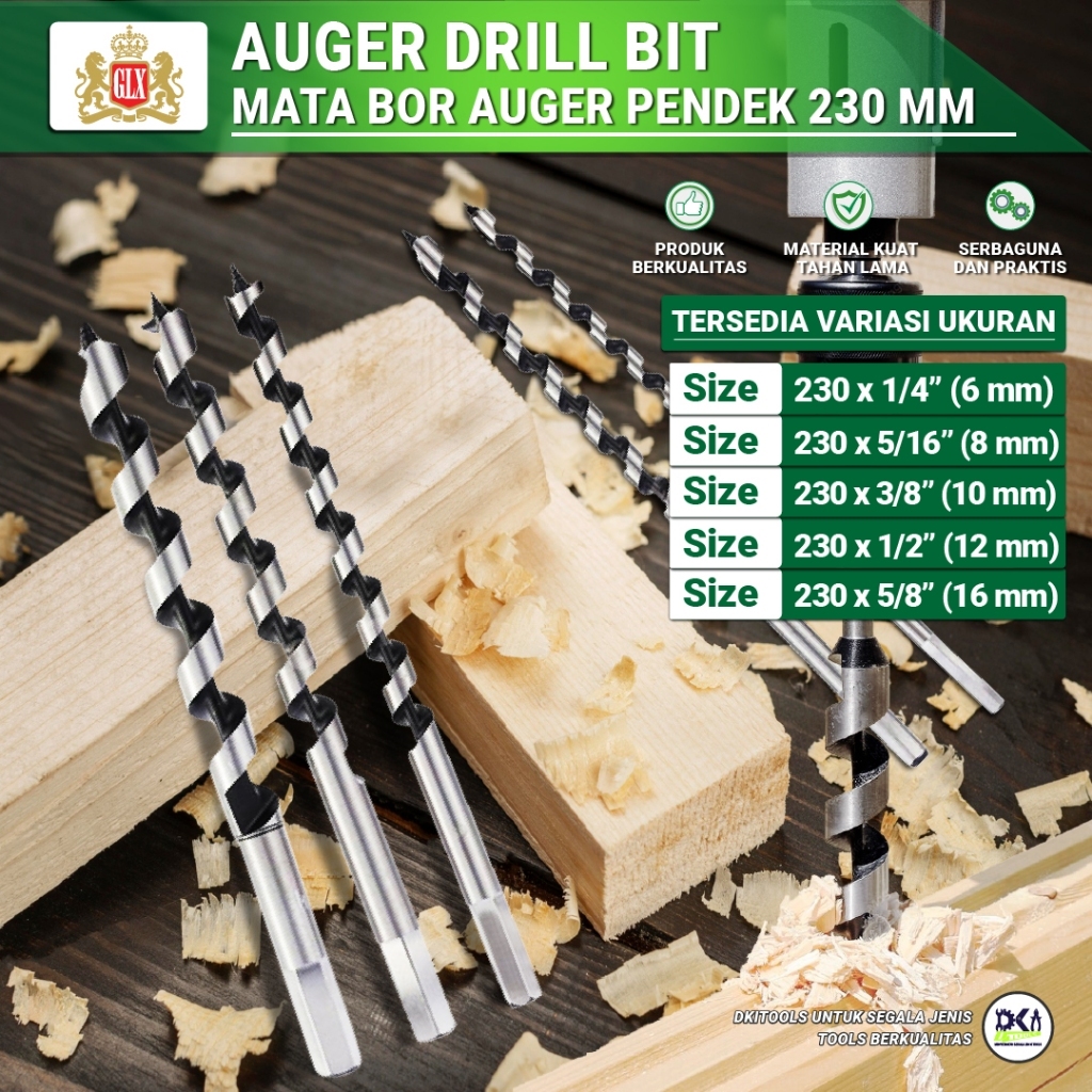 GLX Mata Boer Auger Bit / Mata Bor Kayu Pendek GLX 230