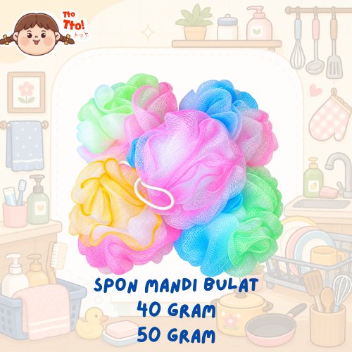 TTOTTO Spon Mandi Bulat | Spon Mandi | Spons Mandi | Bath Sponge | Spon Mandi Bulat | Spon Mandi Ana