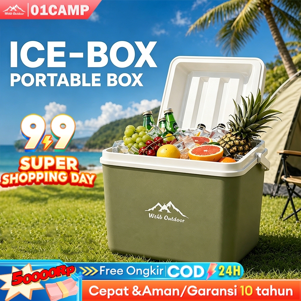 Cooler Box 6/10/16/30L Pendingin Kotak Beku Tetap Segar Wadah Serba Guna Tempat Penyimpanan Es Conta