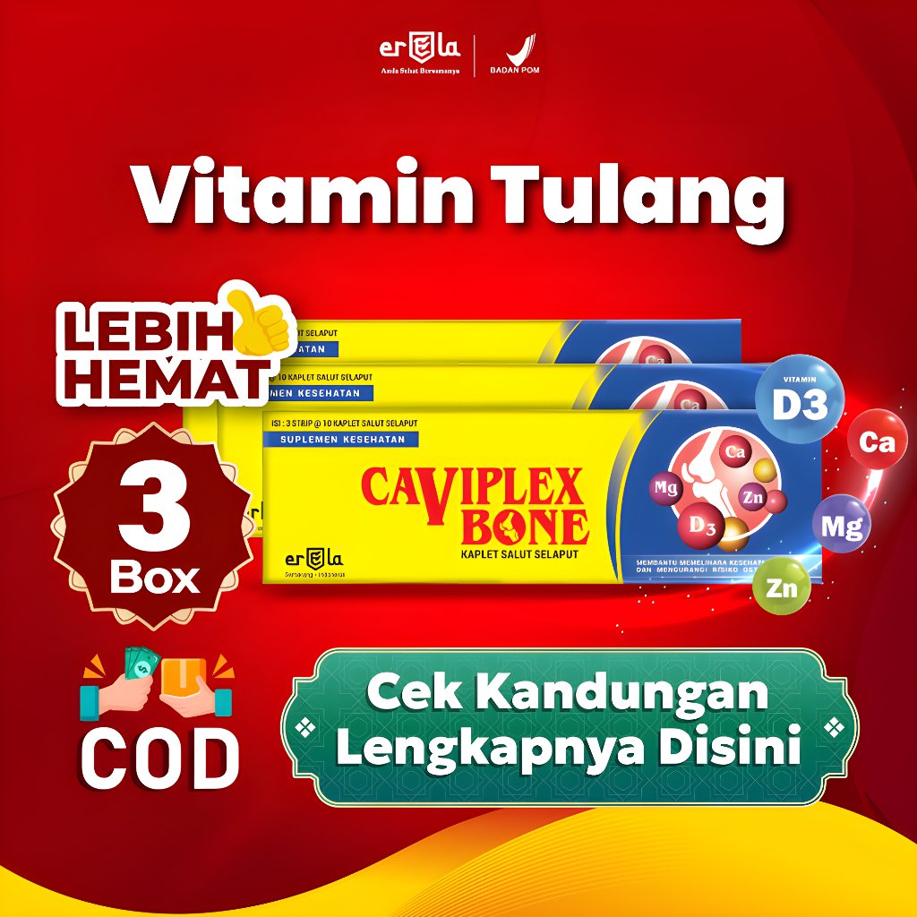 [LEBIH HEMAT] CAVIPLEX BONE 3 BOX (90 Kaplet) - Suplemen untuk Memelihara Kesehatan Tulang