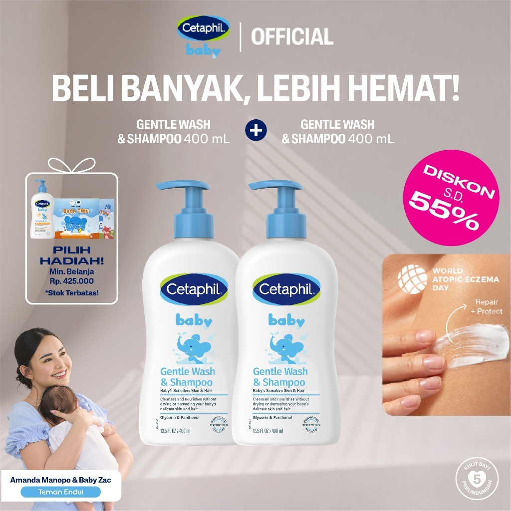Cetaphil Baby Gentle Wash & Shampoo 400ml Twin Pack