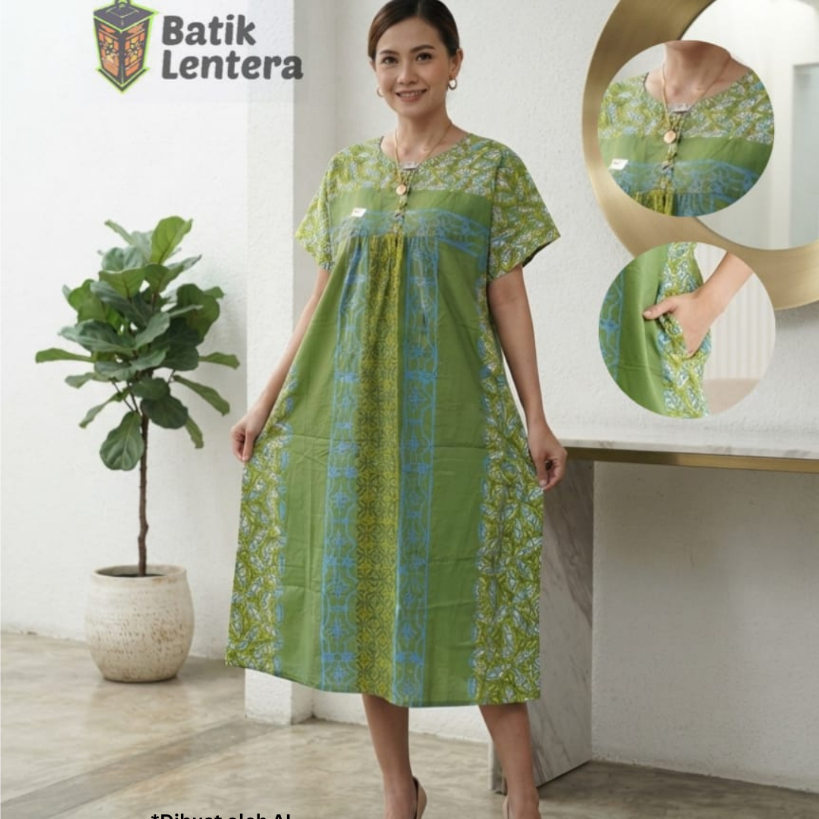 Daster Baju Tidur Lentera Batik Busui Kancing Korea Tangan Rayon Motif Sunan bBunga Kekinian Nyaman 