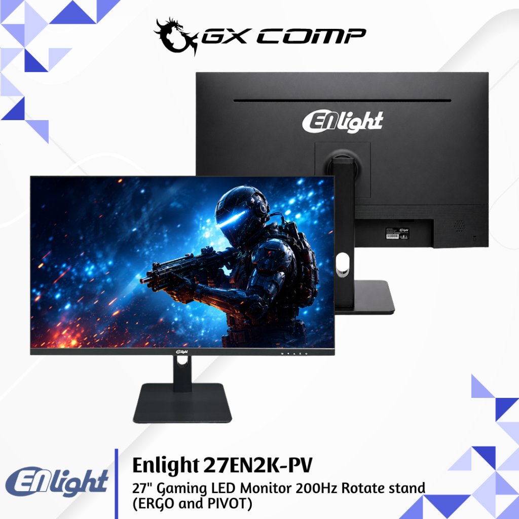 Enlight 27EN2K-PV 27" Gaming LED Monitor 27 Inch 200Hz Rotate stand ERGO and PIVOT IPS Panel 1ms SRG