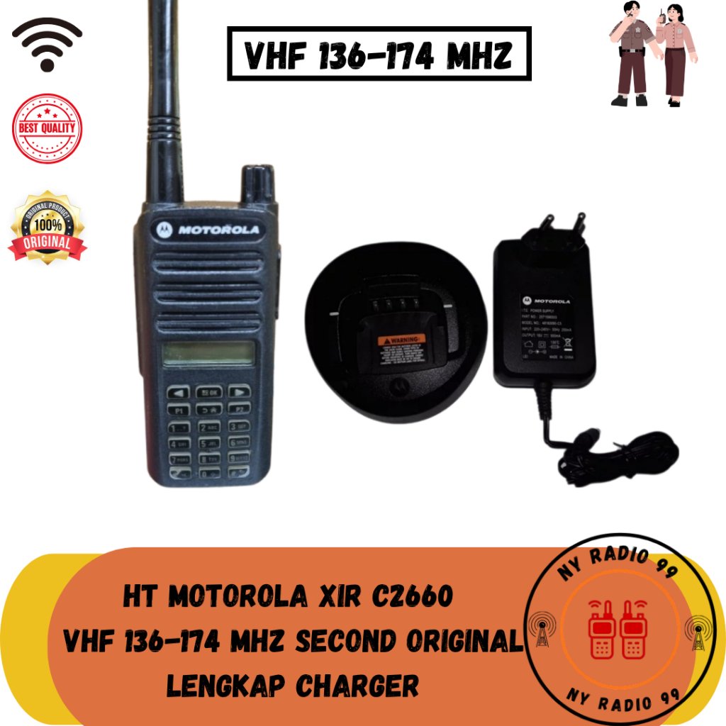 HT MOTOROLA XIR C2660 VHF 136 174 MHZ SECOND ORIGINAL LENGKAP CHARGER