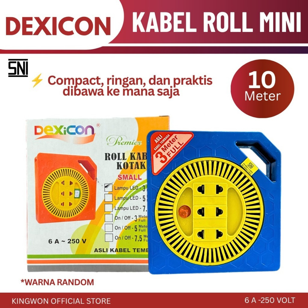Roll Kabel Box Roll Mini Kabel Panjang 10 M 10 Meter Box Kabel Colokan Listrik Stop Kontak Dexicon