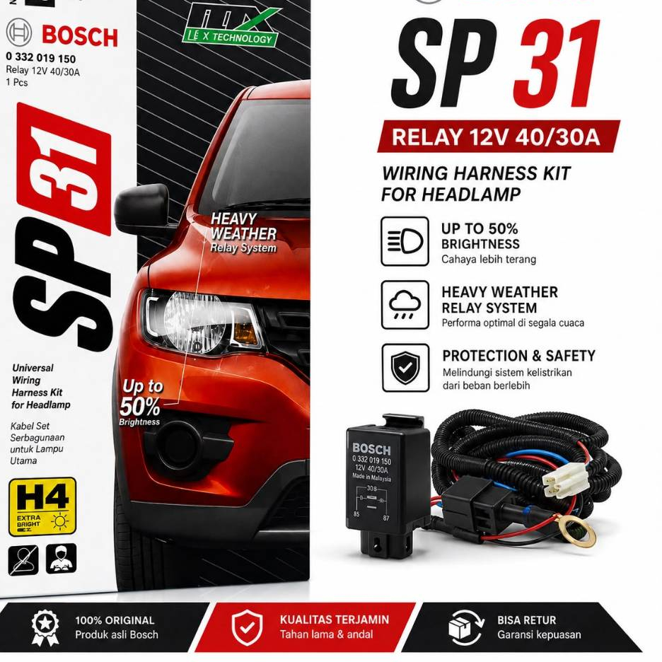 BOSCH - set kabel relay hella bosch 2 relay / 3 relay (harga/pcs)