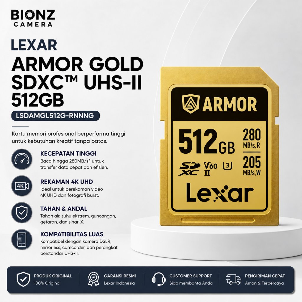 LEXAR ARMOR GOLD LSDAMGL512G-RNNNG SDXC UHS-II 512GB W 205MB/s R 280MB/s / LEXAR ARMOR GOLD LSDAMGL5