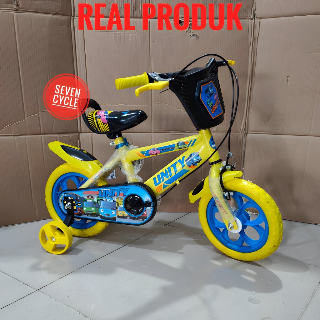 Sepeda BMX anak  UNITY TAYO Rocky ,UNITY GOLDEN & EVERGOLD 12inch Eva ada music dan lampu