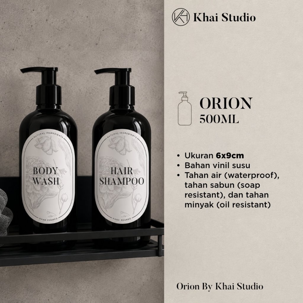 ORION - Label Sticker Botol sabun / Label Sticker Bottle Pump / STICKER ONLY / Botol Amber