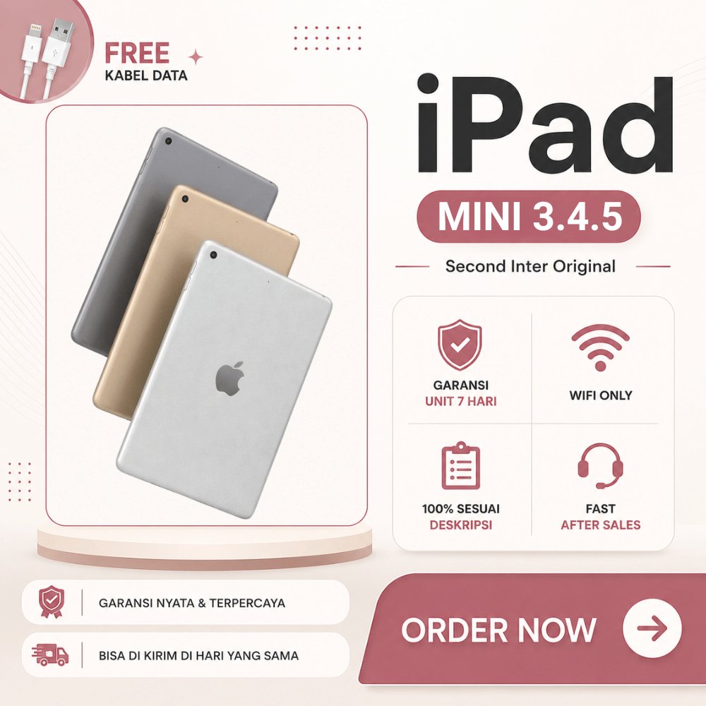 COD APPLE IPAD Mini 3 Mini 4 dan Mini 5 64GB 32GB 128GB MINI5 256GB Wifi Only 7.9 Inch A7 Kondisi  S
