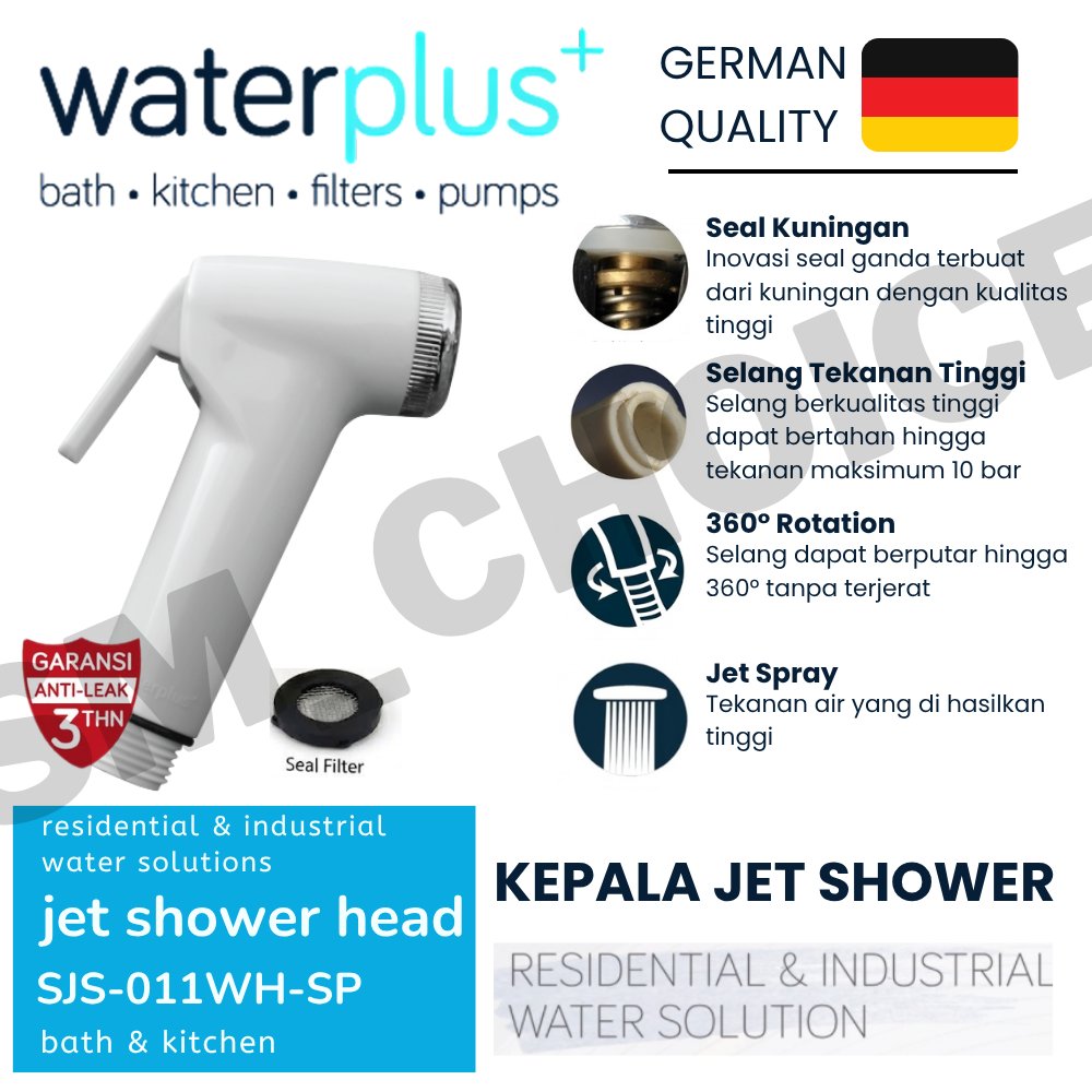 WATERPLUS KEPALA JET SHOWER HEAD 011WH-SP WATERPLUS KEPALA TOILET SHOWER