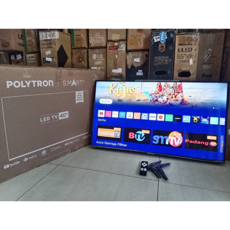 SMART TV LED POLYTRON 40 INC BISA YOUTUBE MASIH SEGEL ORI SIAP PAKAI TANPA STB (550A6)