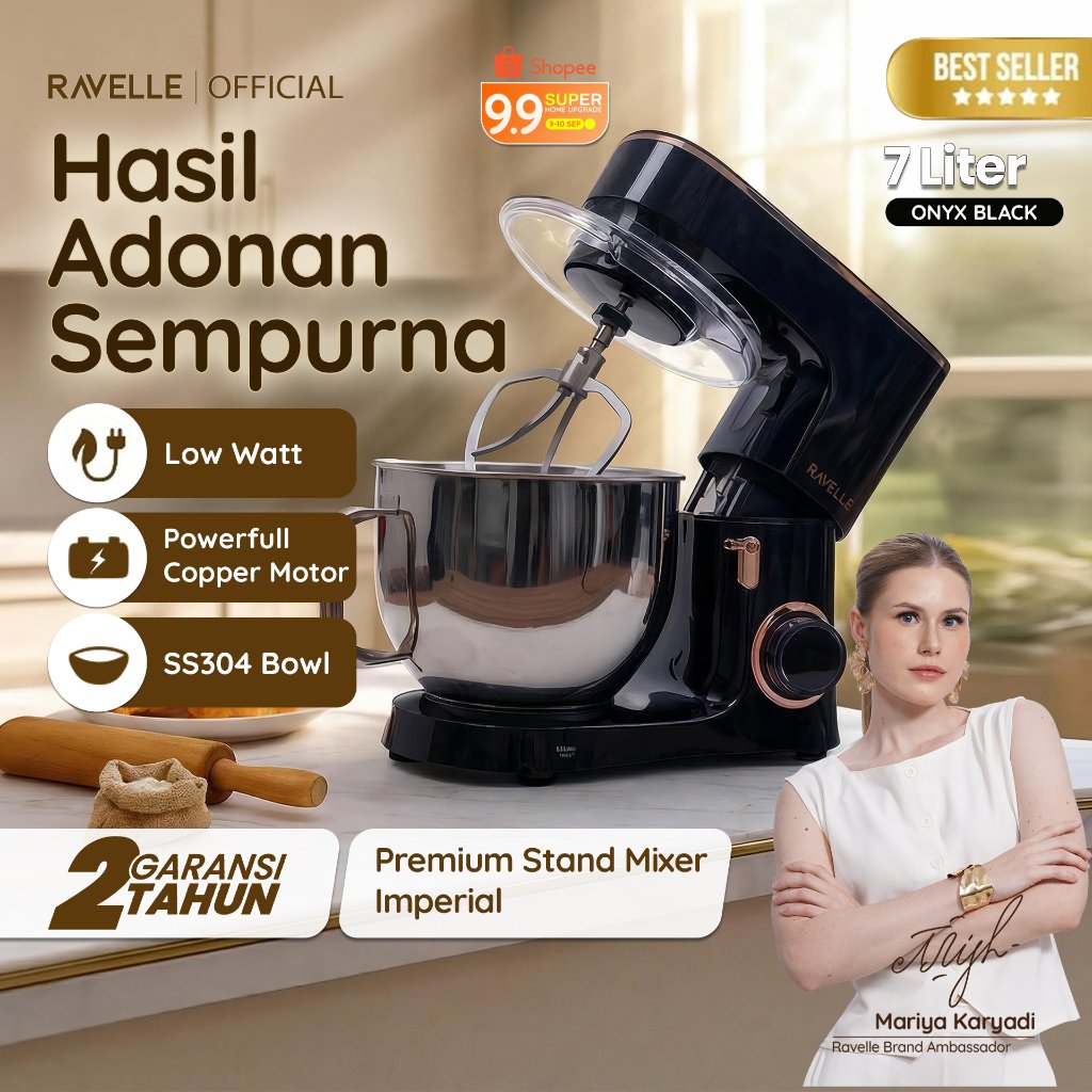 RAVELLE IMPERIAL Stand Mixer 7L Heavy Duty | Planetary Mixer Electric Pengaduk Adonan Roti Kue Stain