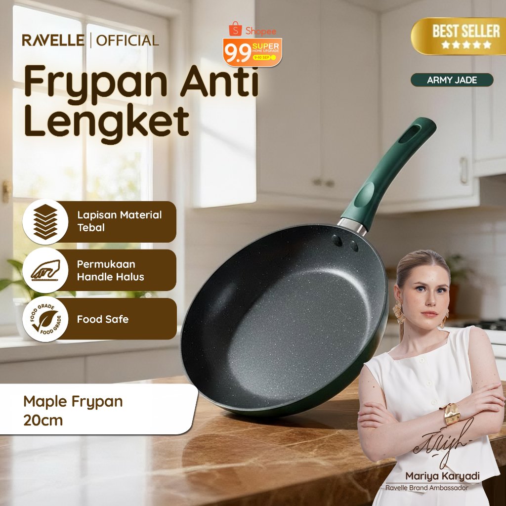 RAVELLE - MAPLE Frypan Marble Coating Non-Stick 20cm Penggorengan Teflon Wajan Anti Lengket Premium
