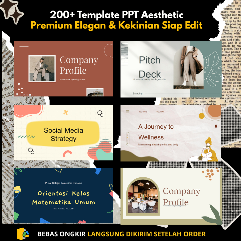 200+ Template PPT Aesthetic Premium – Template Presentasi PowerPoint Minimalis, Modern & Elegan untu