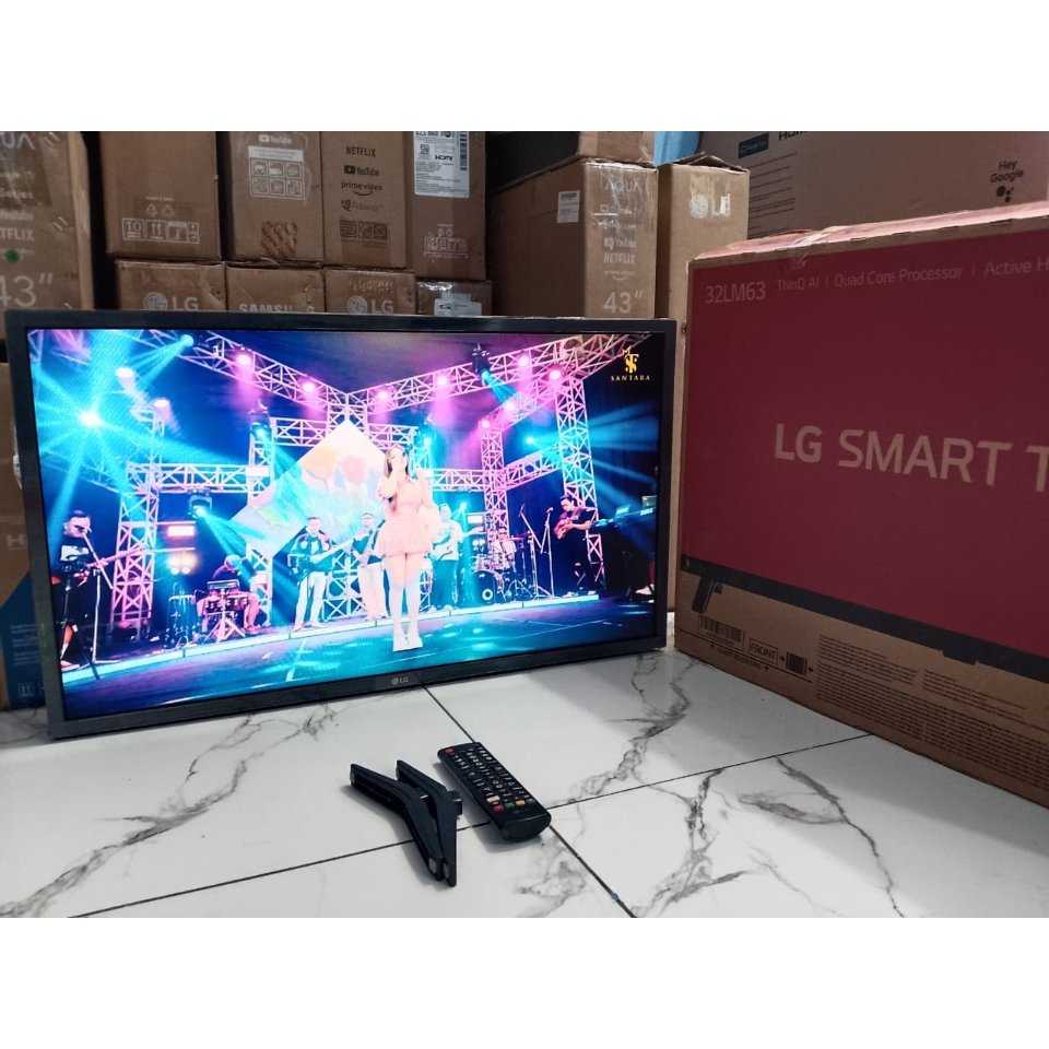 SMART TV LED 32INC LG, BISA YOUTUBE WIFI DLL. MINUS DOT BANYAK, KONDISI BEKAS MASIH SEGEL 293LA