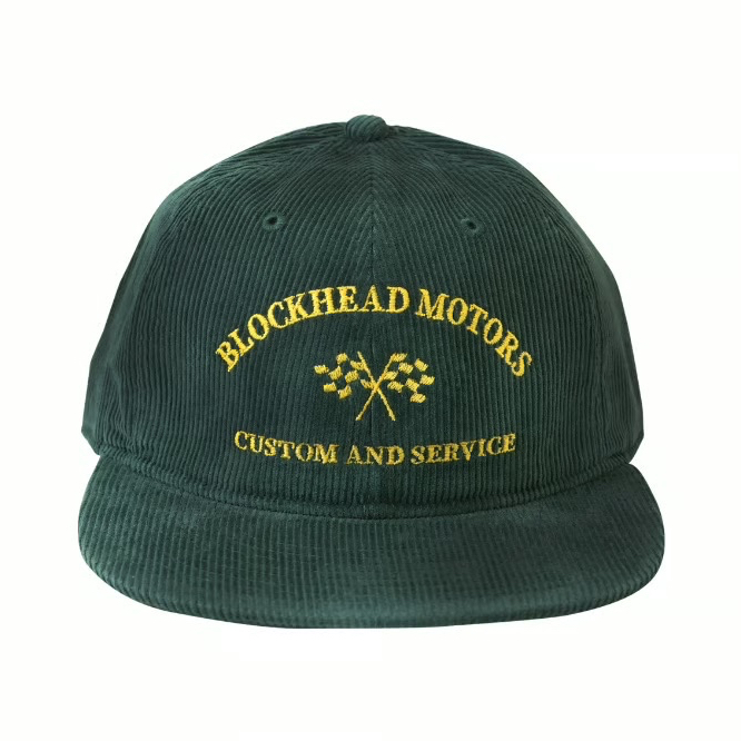 BLOCKHEAD MOTORS CORDUROY CAP / GREEN