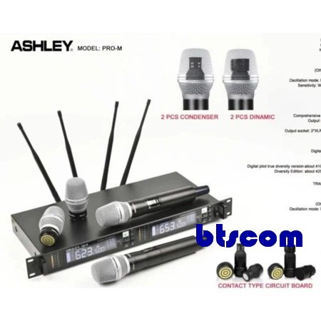 Mic Wireless Ashley PRO M Original Dual Mic Dynamic - Condensor