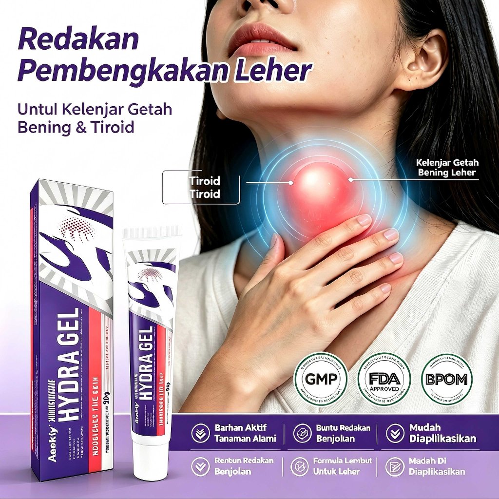Aeekiy Gel herbal untuk leher yang digunakan untuk mengatasi pembengkakan kelenjar getah bening di l