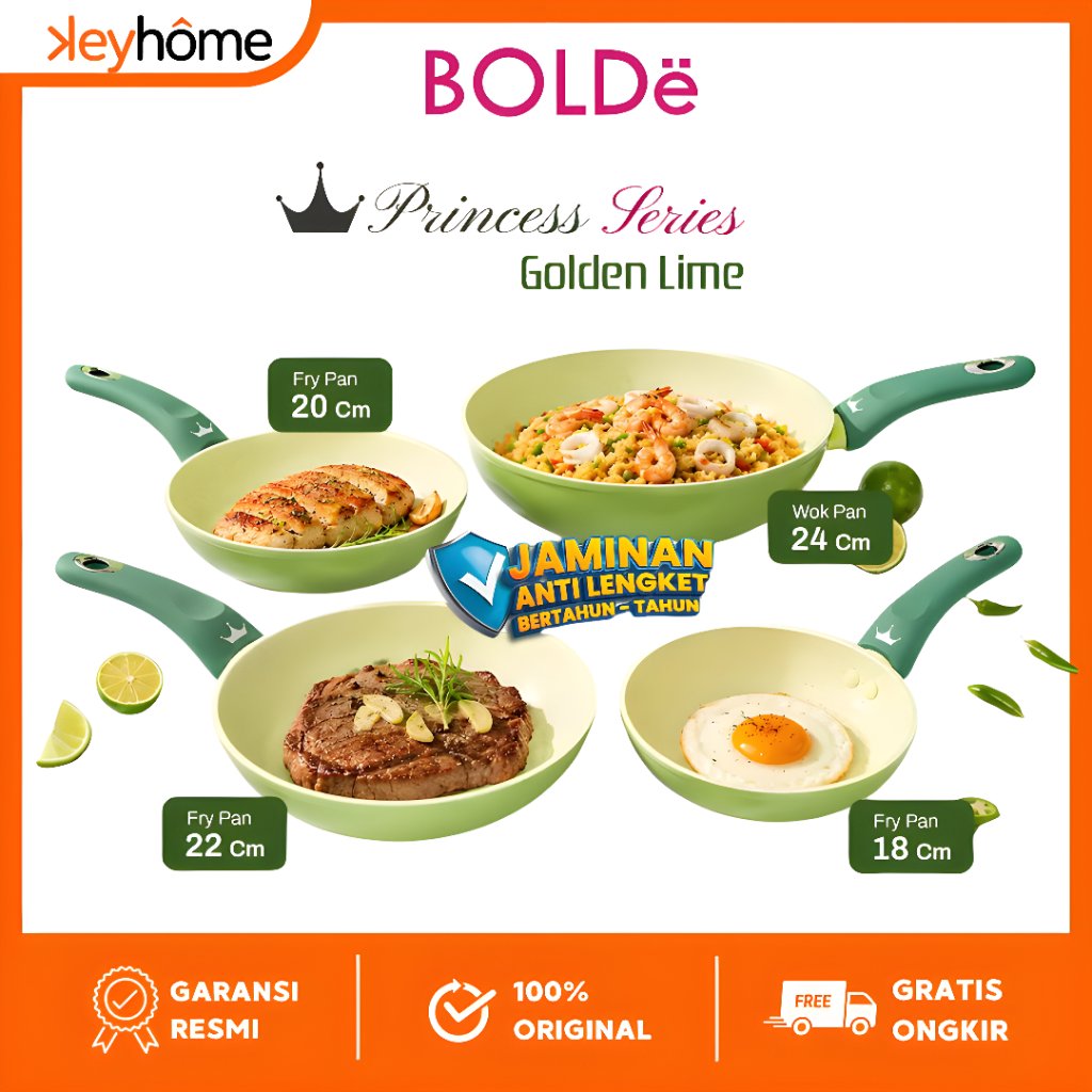 BOLDe Princess Series Golden Lime - Panci Anti Lengket Granit Original
