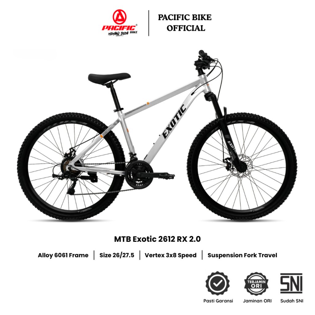 Exotic Sepeda Gunung ET-2612 RX 2.0 Alloy 3x8 Speed Remaja Dewasa MTB