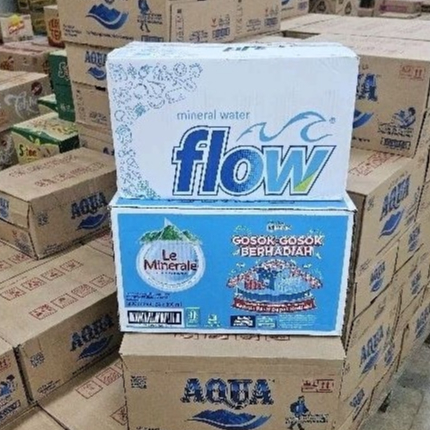 DUS KARTON - AIR LE MINERAL AIR MINUM MERK - CRYSTALINE - LEMINERAL  - AQUA -  FLOW - ( CLEO 500ML )