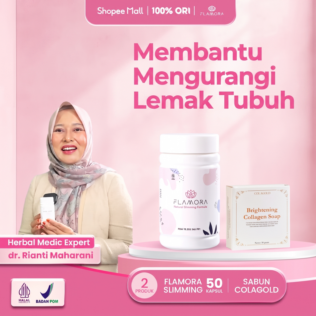 Flamora Kapsul | Membantu Mengurangi Lemak Tubuh | Natural Slimming Formula isi 50 Kapsul 1 botol