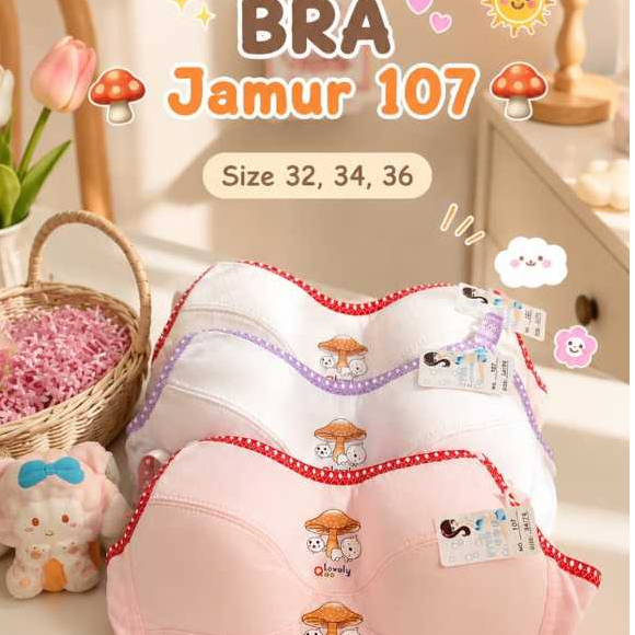 (3 Pcs) BRA REMAJA MOTIF JAMUR LUCU LEMBUT BRA ABG NYAMAN HALUS DIPAKAI -A107 & 107