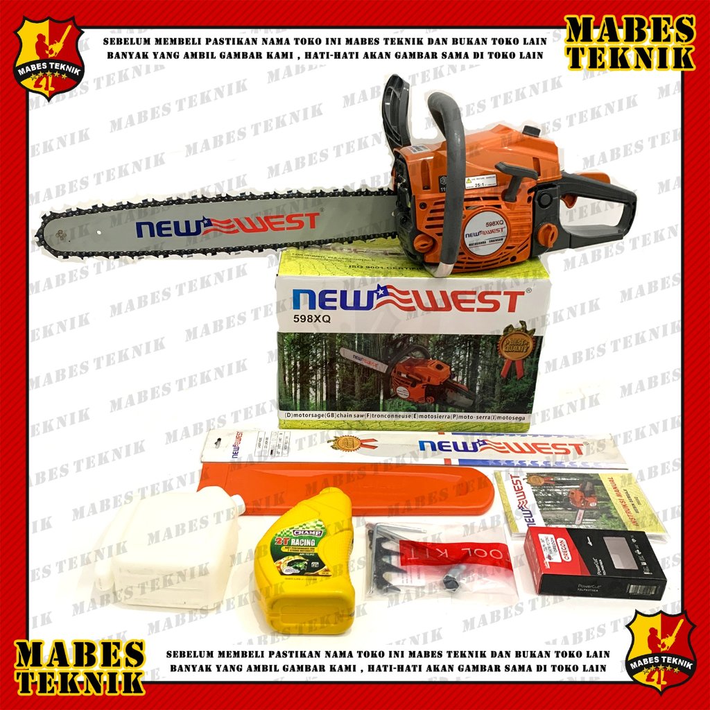 CHAINSAW NEW WEST NW 598/ NW598x - BAR 22"- MESIN POTONG KAYU+RANTAI