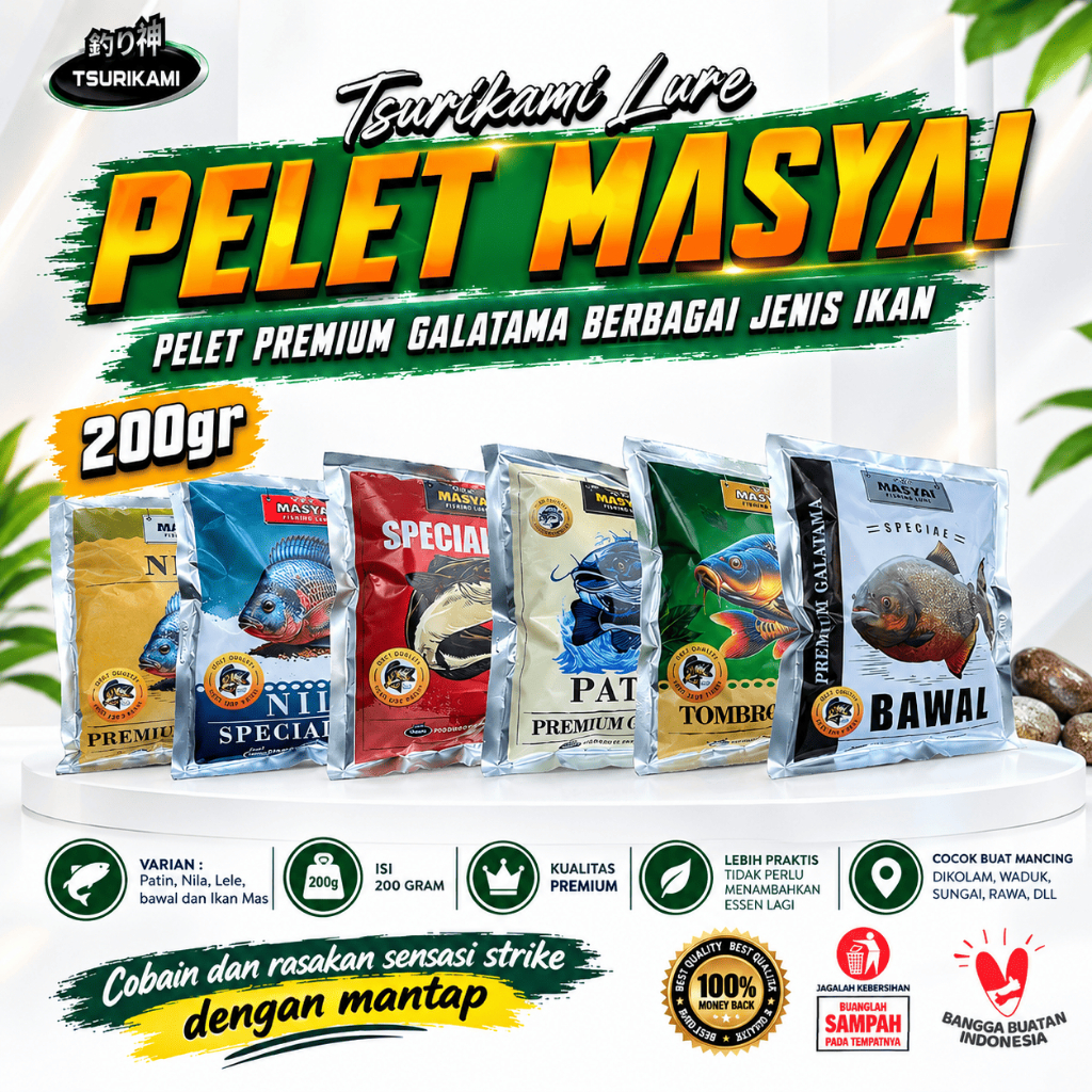 PELET MASYAI SIAP PAKAI SPECIAL MANCING GALATAMA DENGAN KUALITAS PREMIUM 200gram