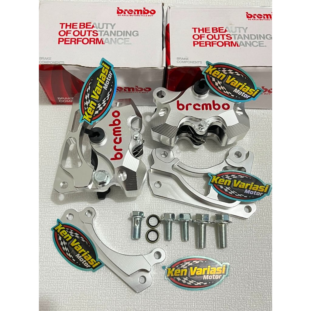 KALIPER + BREKET CAKRAM DEPAN 2 PISTON 2P BREMBO BUTTERFLY BEAT VARIO SCOOPY GENIO DISK PIRINGAN : S