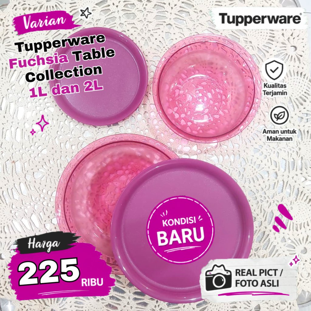Tupperware Fuchsia Table Collection Crystal Clear 2pcs Set 1L & 2L | Pink Purple | Original | New Co