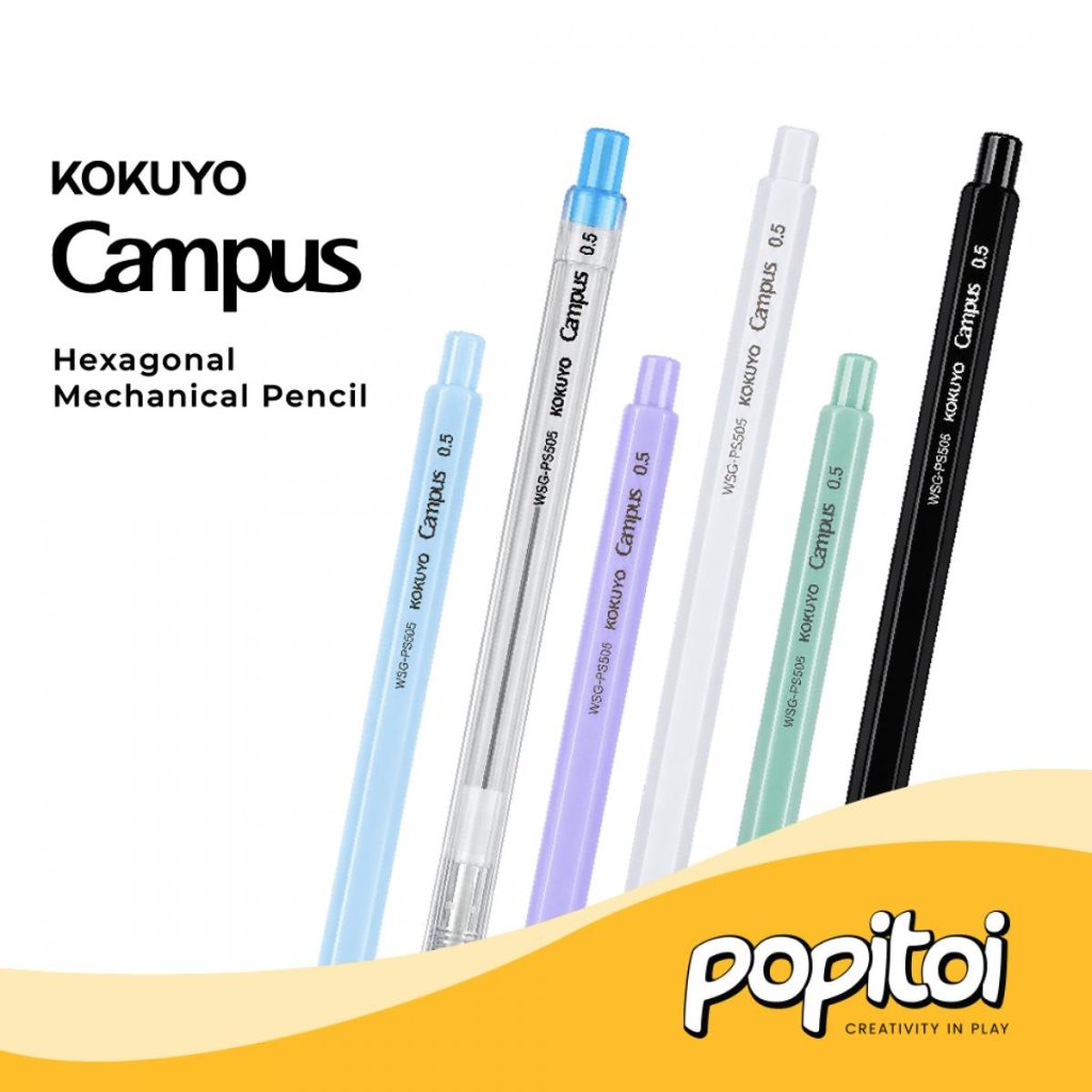 Kokuyo Hexagonal Mechanical Pencil 0.5 mm Enpitsu Pensil Mekanik Slim Cetekan