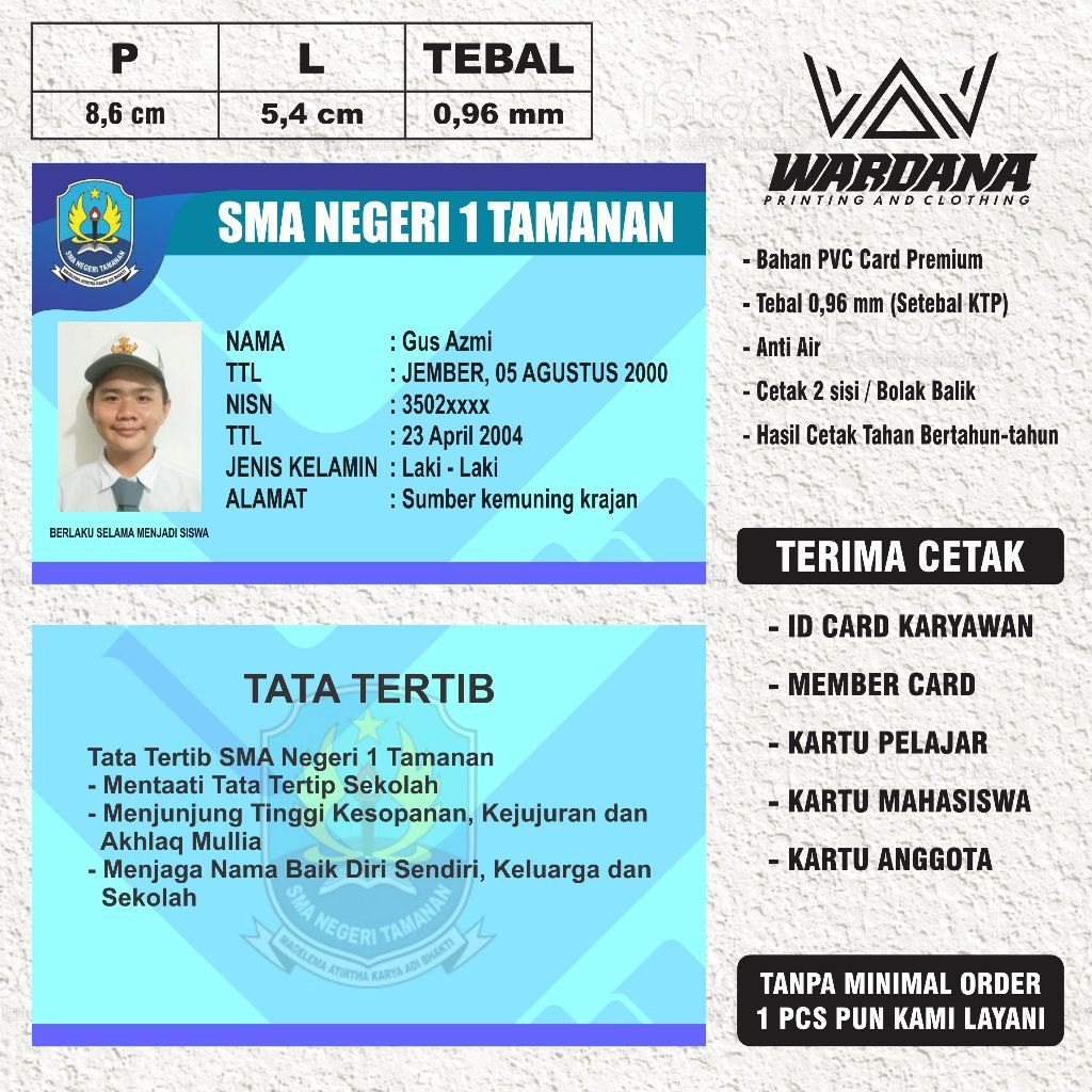 KTA siswa, KTA sekolah, KTA pelajar