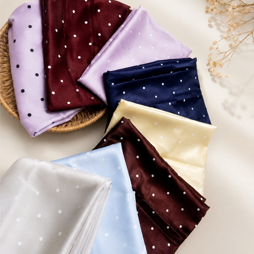 Kain Shakilla Polkadot Premium Bahan Kain Shakila Polka Meteran Adem & Flowly