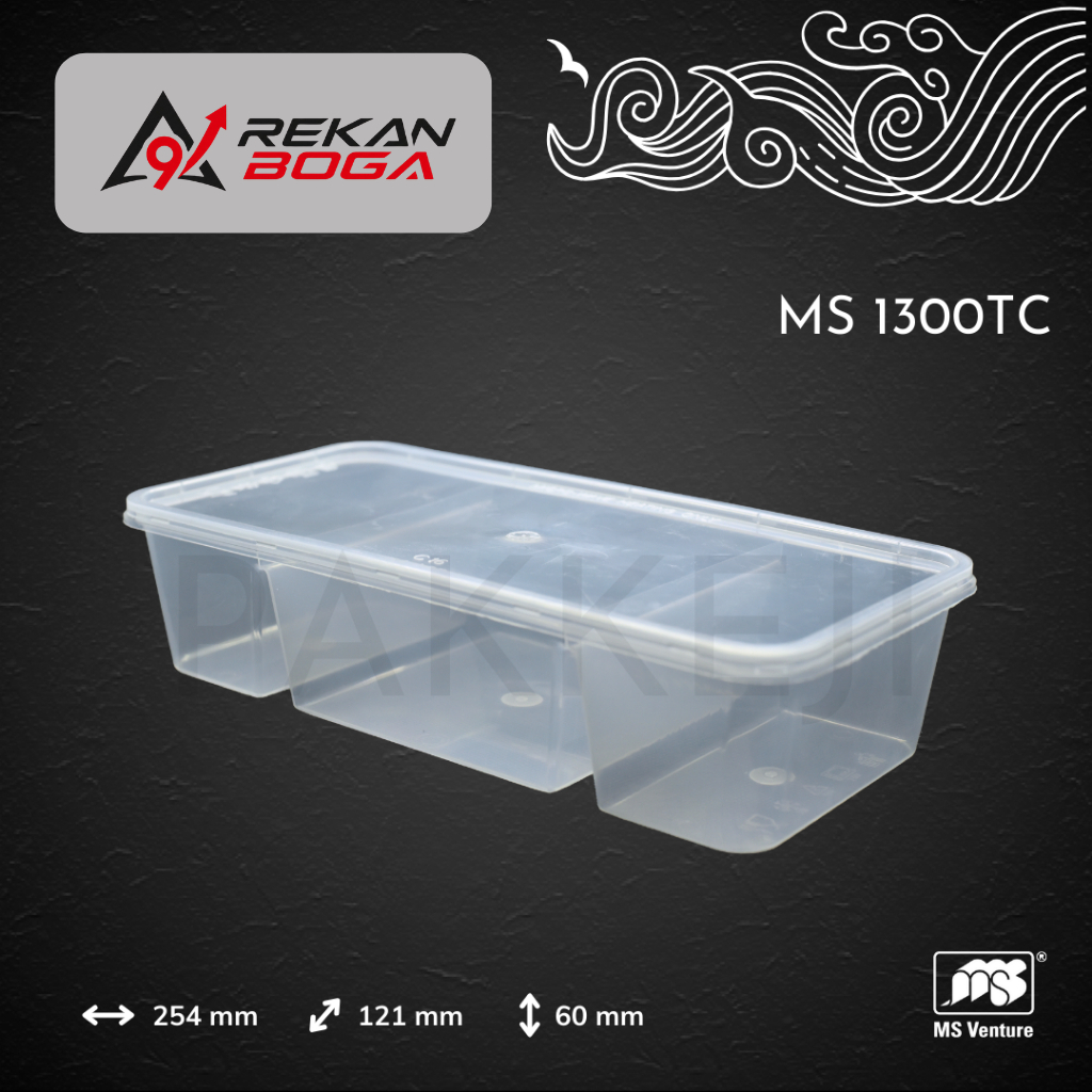 Kotak Plastik 3 Sekat 25x6cm - MS Venture - MS 1300TC