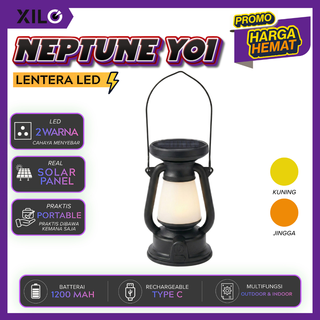 Lentera LED XILO NEPTUNE Y01 Solar Camping Light Emergency Lamp Rechargeable LED Outdoor Lentera Lam