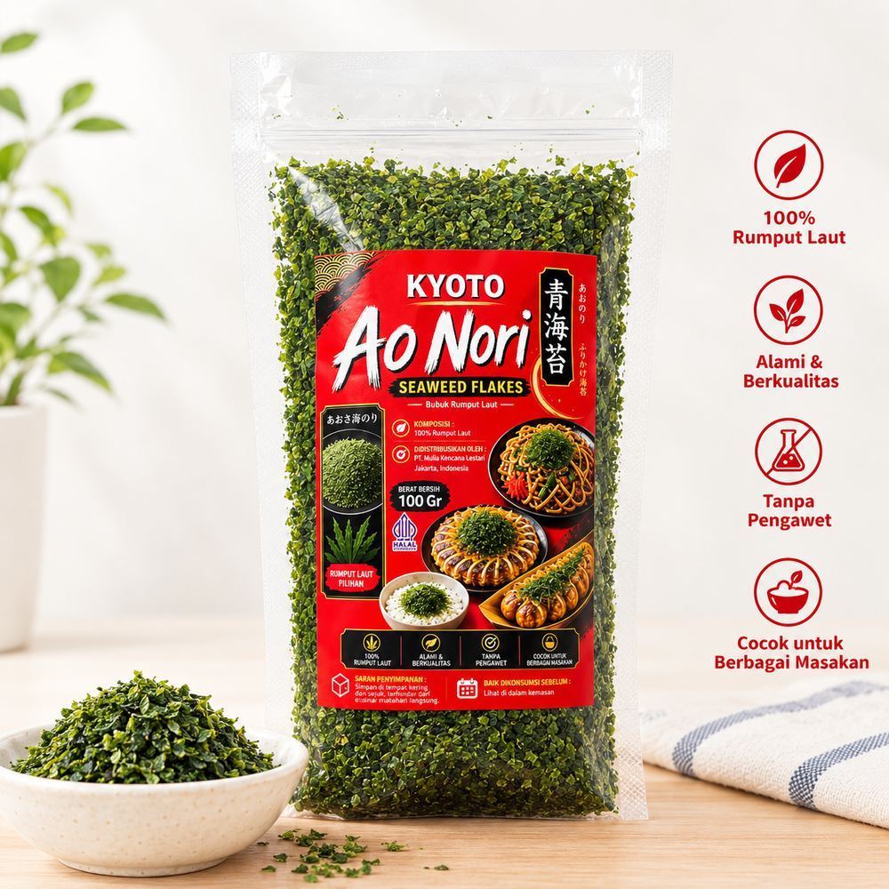 Kyoto Ao Nori Serpihan Rumput Laut Bubuk Rumput Laut 100 Gr Rumput Laut Pilihan