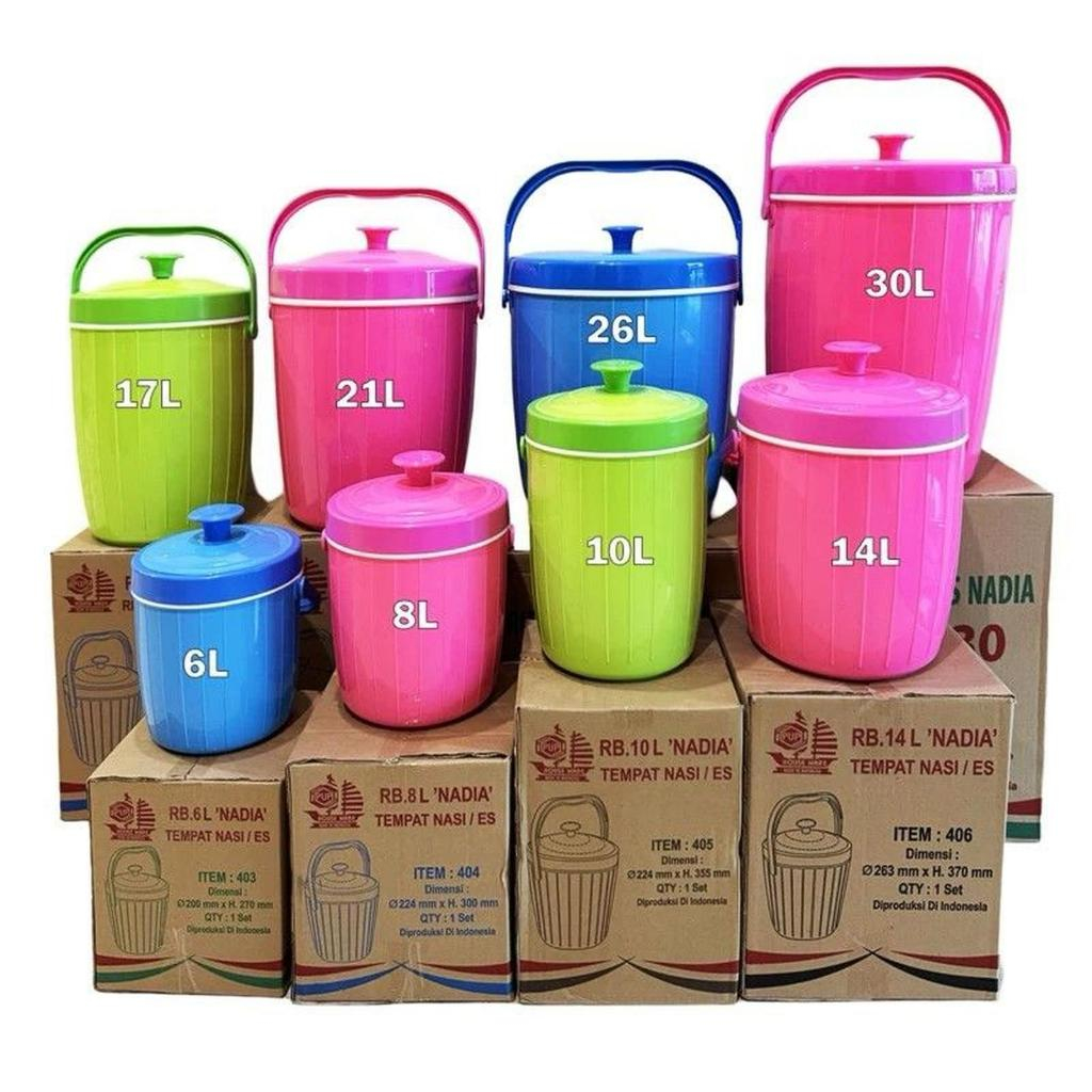 NADIA Rice Bucket  6L | 8L | 10L | 14L | 17L | 21L | 26L | 30L / Thermos Nasi & ES - Warna Random