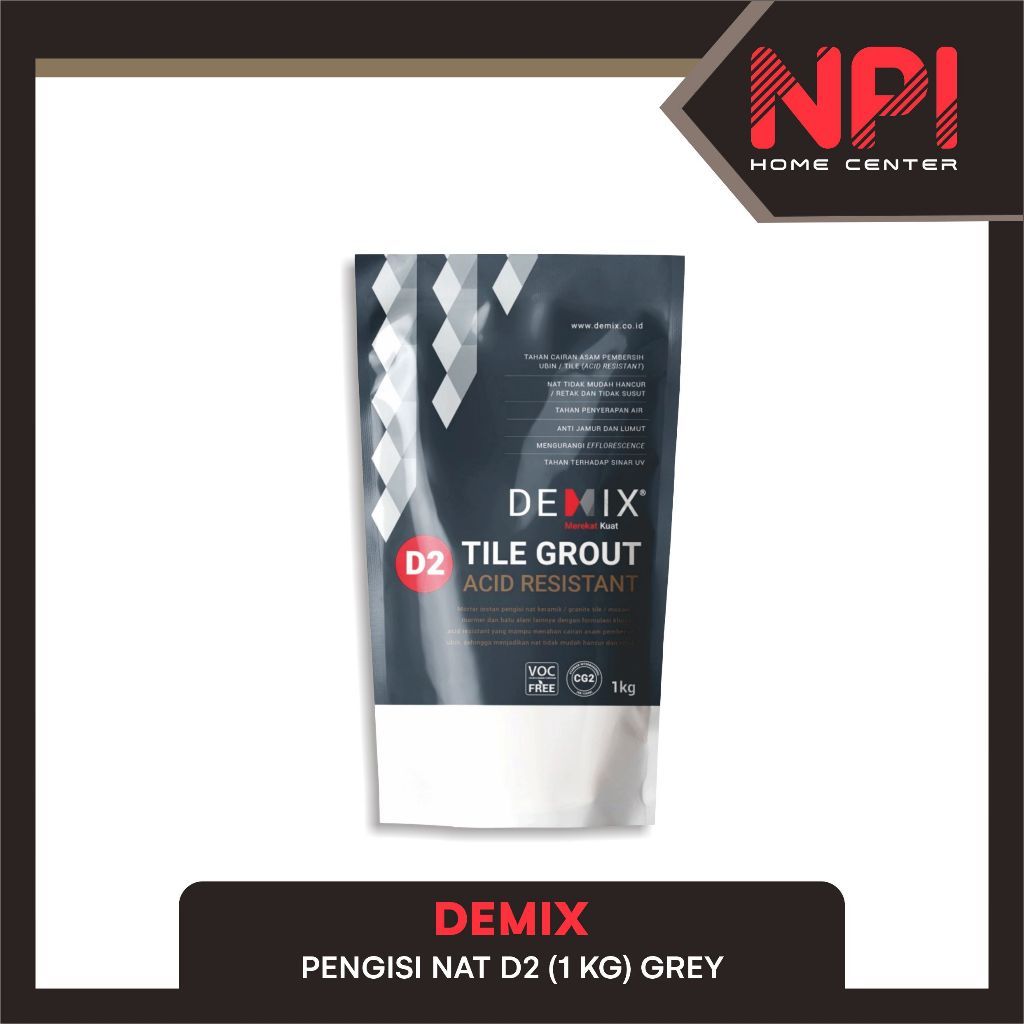 Demix - Semen Pengisi / Mortar Nat Keramik Granite D2 Acid Resistant 1kg Grey