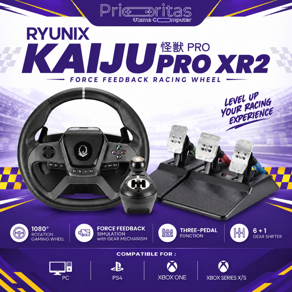 Ryunix Kaiju Pro XR2 Steering Wheel Racing Simulator Force Feedback 1080° Setir Gaming PC PS4 Xbox +