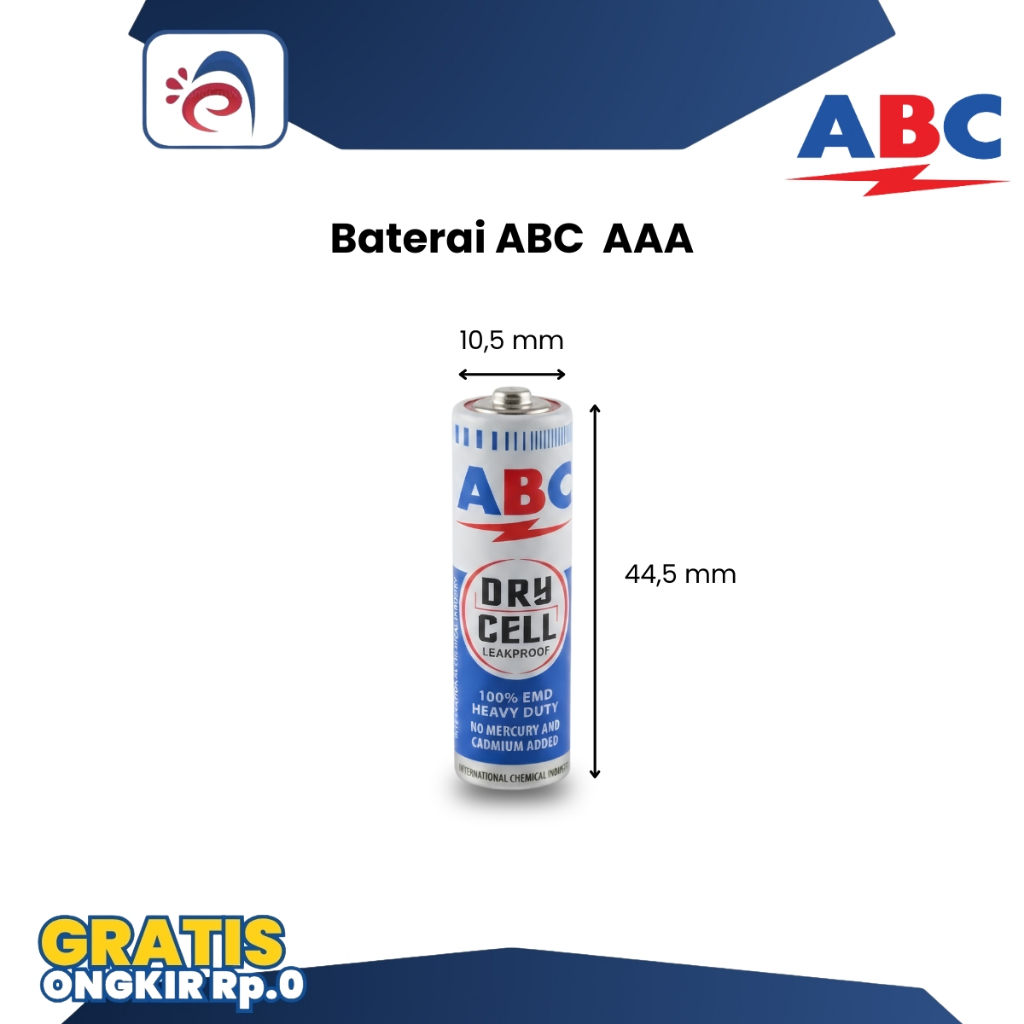 Baterai ABC Biru AAA R3 Batu Batre Size Kecil Batrei ABC Biru 1.5 V - 1 PCS / SATUAN - SHESB